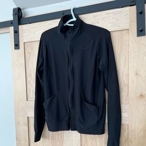 Nike Womens Workout Sweatshirt Zip-up Black Size Large Dri-Fit